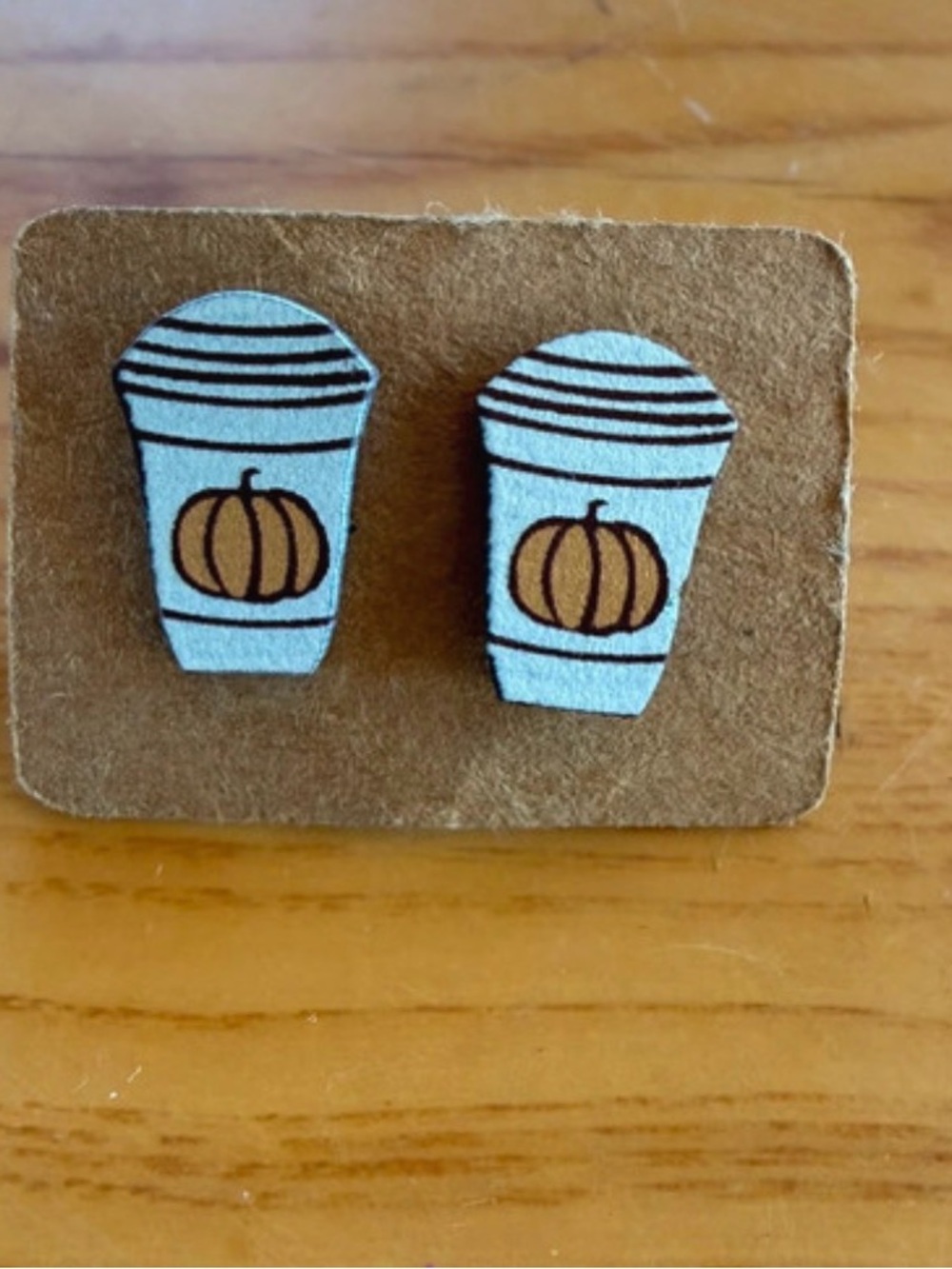 Autumn Pumpkin Coffee Cup Stud Earrings